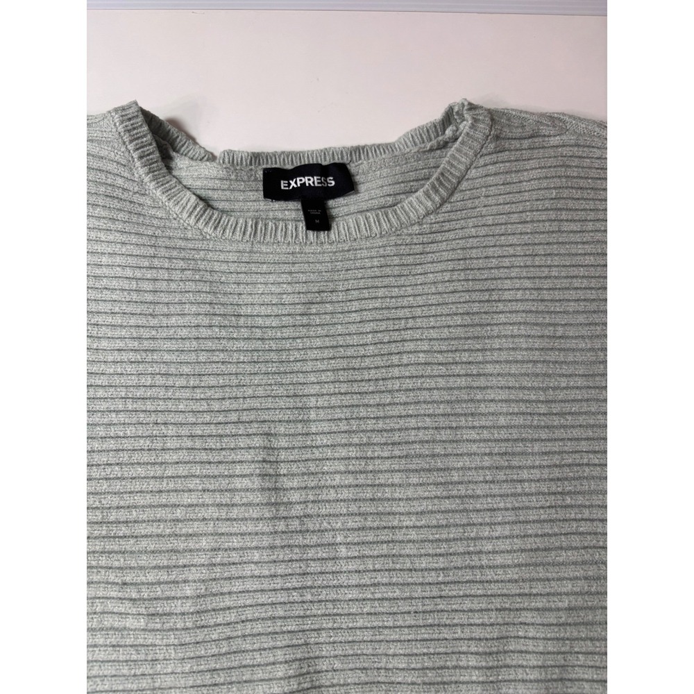 Express Sage Green Ribbed Dolman Sleeve Crew Neck Pullover Sweater Medium
